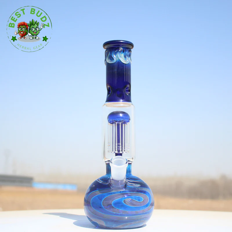 10.5" Blue Buddha Glass Water Pipe