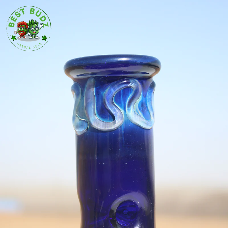 10.5" Blue Buddha Glass Water Pipe