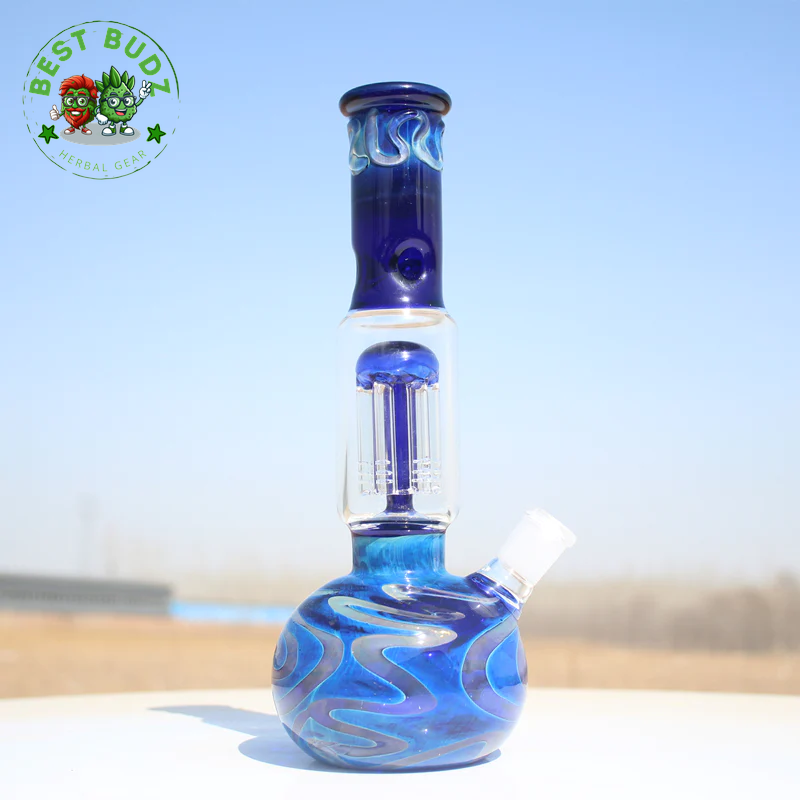 10.5" Blue Buddha Glass Water Pipe