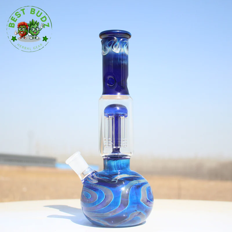 10.5" Blue Buddha Glass Water Pipe