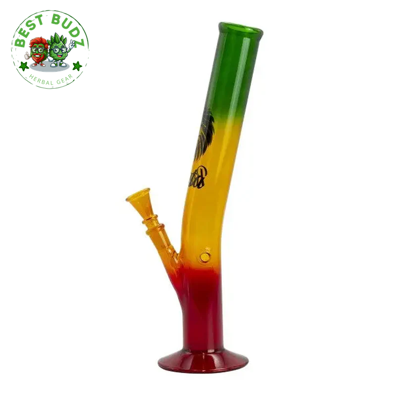 13.5" Rasta Colored Glass Water Pipe W/ Lion Logo