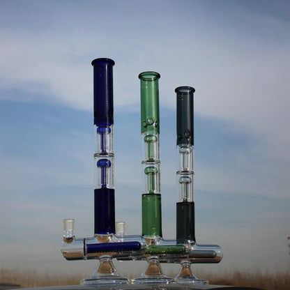 18" Inline and Dual Arm Percolated Glass Water Pipe