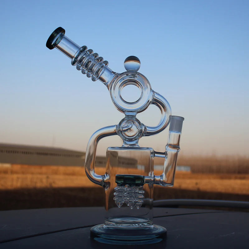 11.5" Recycler Style Water Pipe W/ Dual Percs