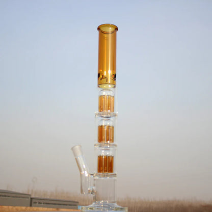 Approx. 19" Triple Tree Percolator Glass Water Pipe