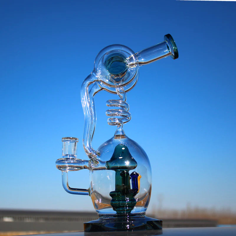 11" Spiral Mushroom Recycler Water Pipe W/ Circ Perc