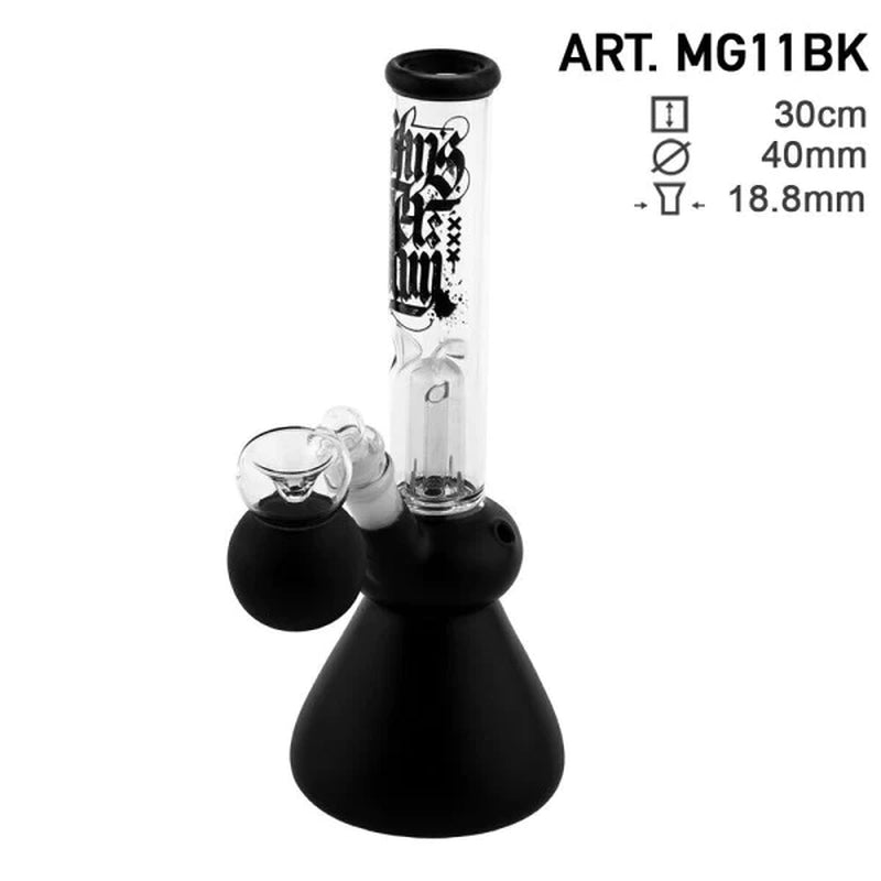 Amsterdam | 12" Black Glass Water Pipe W/ Dome Perc