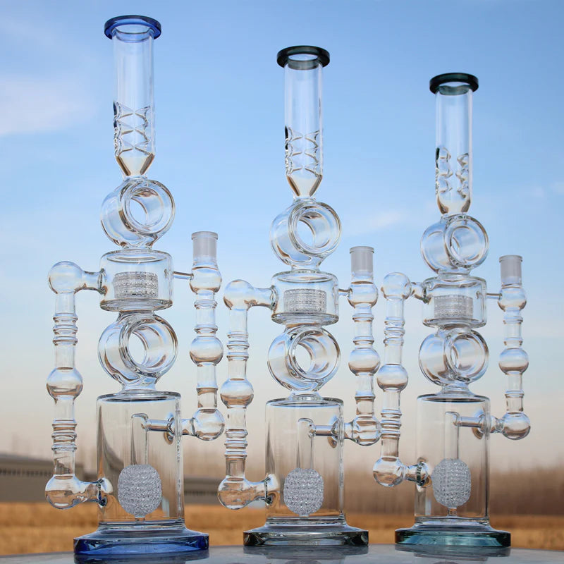 22" Dual Perc Recycler Style Water Pipe