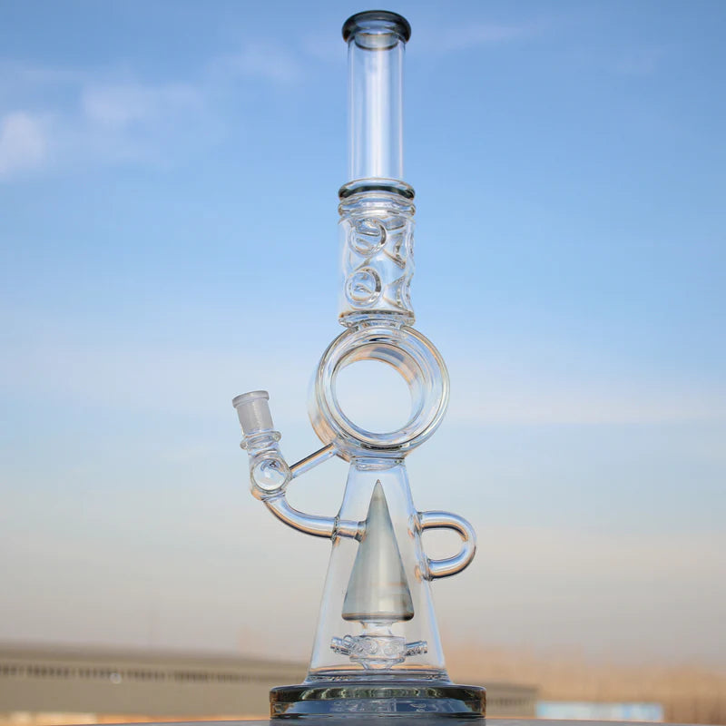 18.5" Recycler Style Donut Percolator Glass Water Pipe