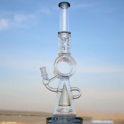 18.5" Recycler Style Donut Percolator Glass Water Pipe