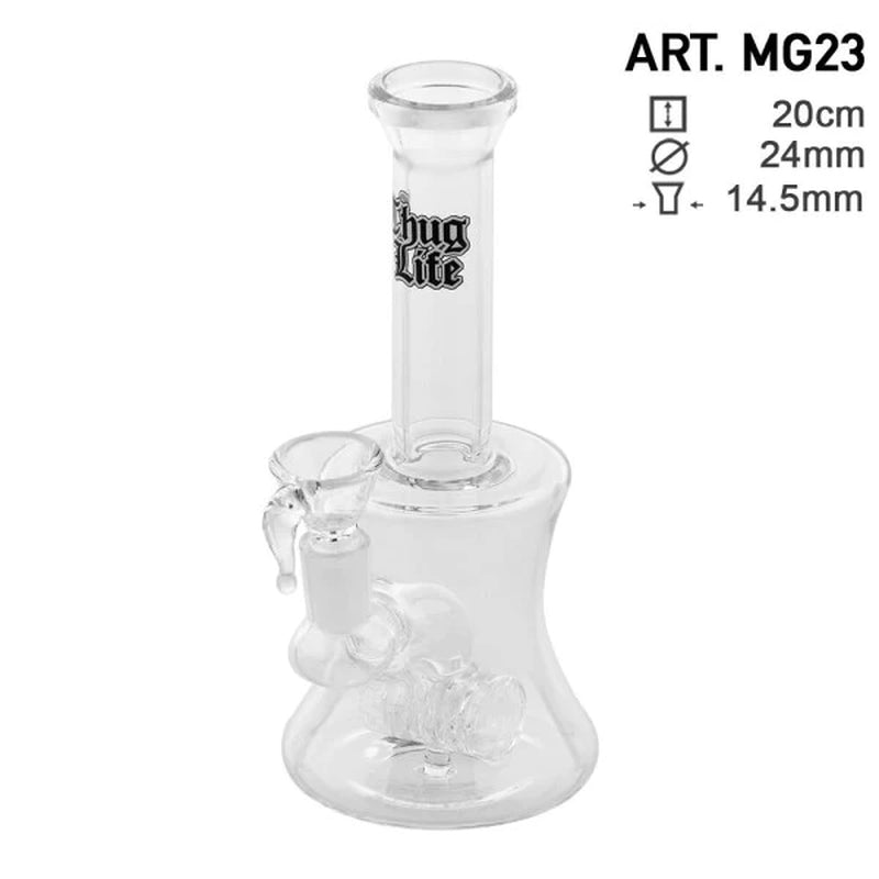 Thug Life | 8" Clear Water Pipe W/ Hammer Percolator