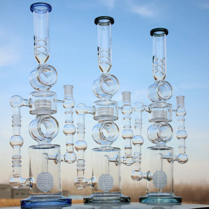 22" Dual Perc Recycler Style Water Pipe