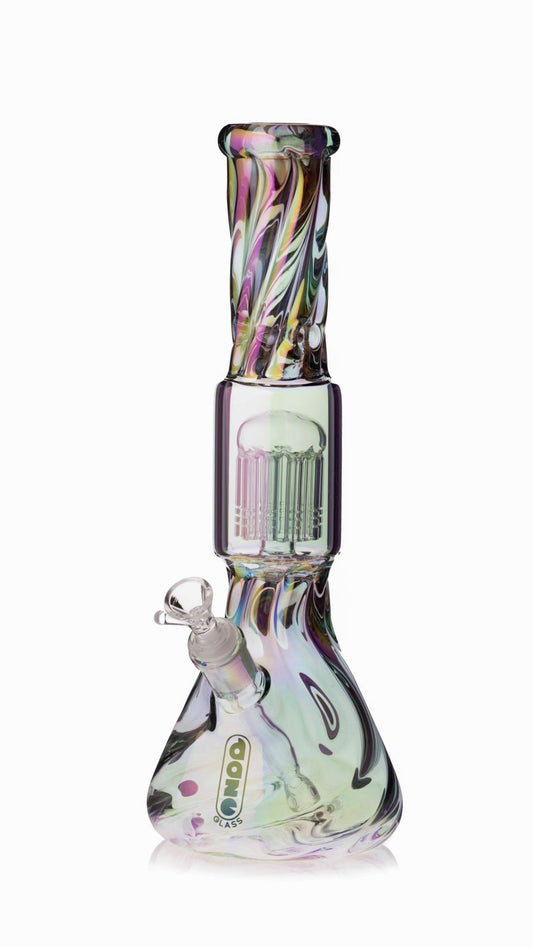 Daze Glass - 14" Iridescent Spiral Arm Perc Glass Water Pipe