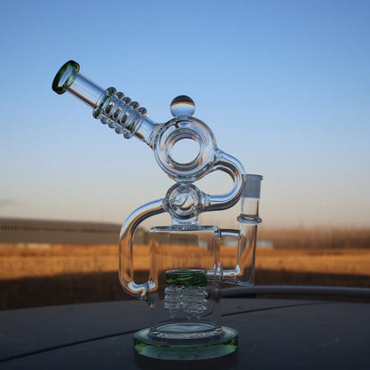 11.5" Recycler Style Water Pipe W/ Dual Percs