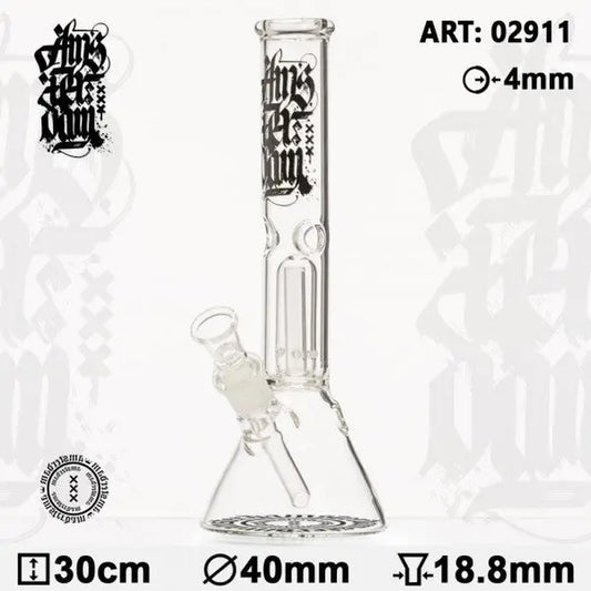 Amsterdam | 12" Clear Glass Water Pipe W/ Dome Perc