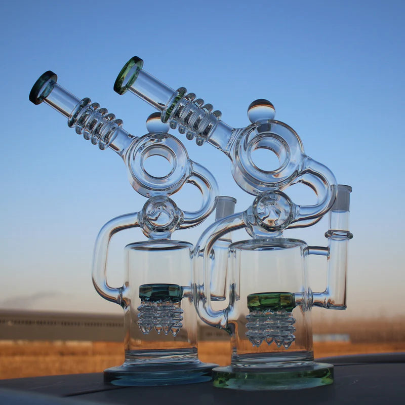 11.5" Recycler Style Water Pipe W/ Dual Percs