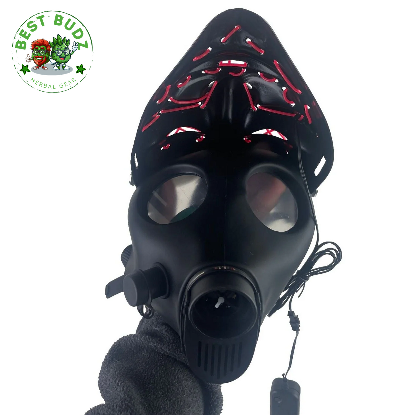 Light up Black Plated Gas Mask Bong