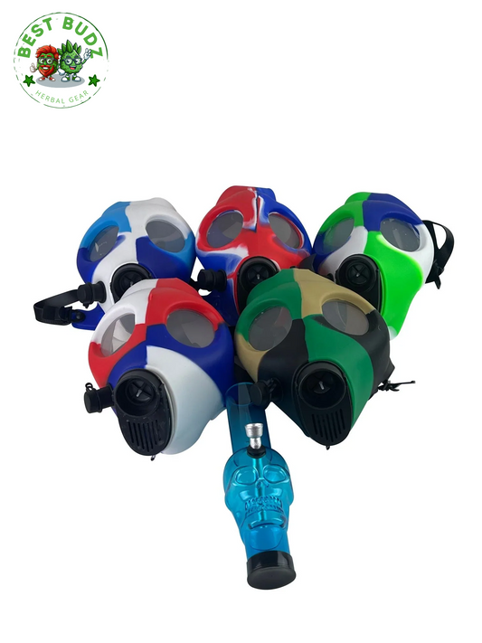 Multi-Colored Silicone Skull Gas Mask Bong