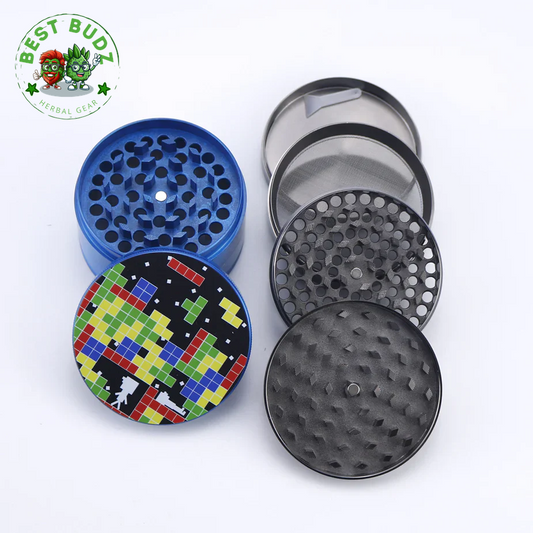 4 Piece Tetris Design Zinc Alloy Metal Grinder